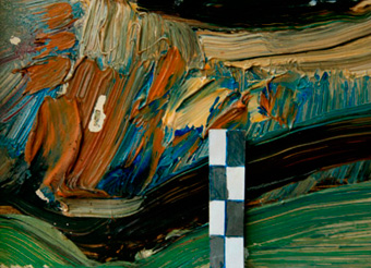 Fehlstelle in pastoser Malerei – Detail