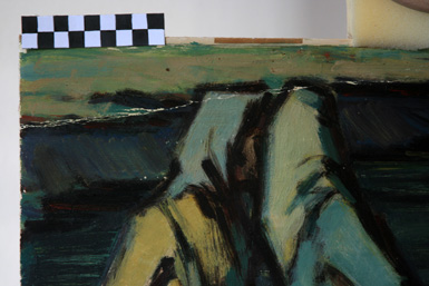 Malerei auf Karton von Wutzke mit Bruchstelle